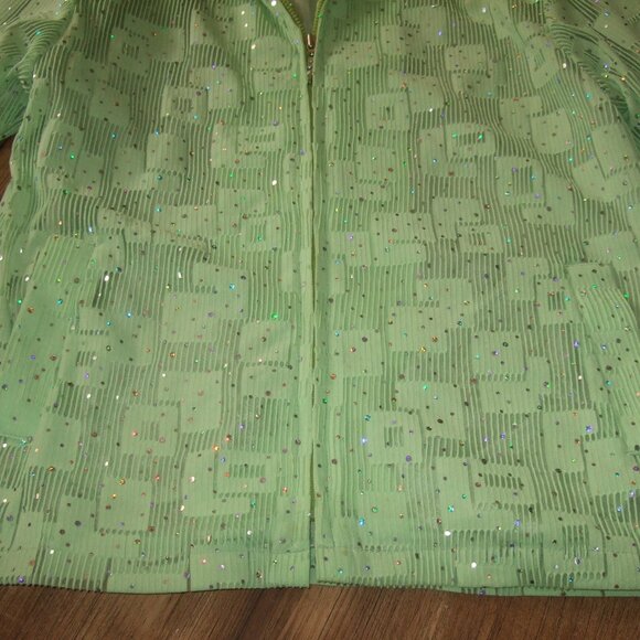 (EUC) Women's Sequin Light Jacket (Bright Green) - Picture 5 of 6